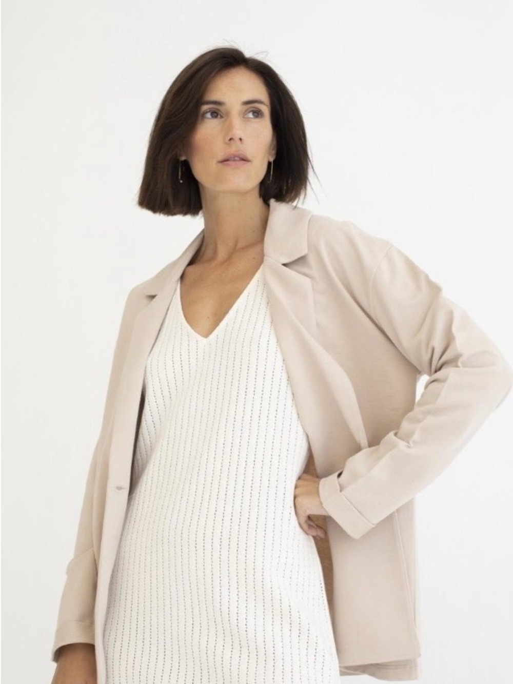 MUS & BOMBOM BARCELONA Cotton Unstructured Ecru Beige Oversized Blazer Jacket M